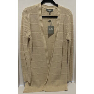 Marled  Open Front Cardigan Light Tan by Reunited Clothing Size M